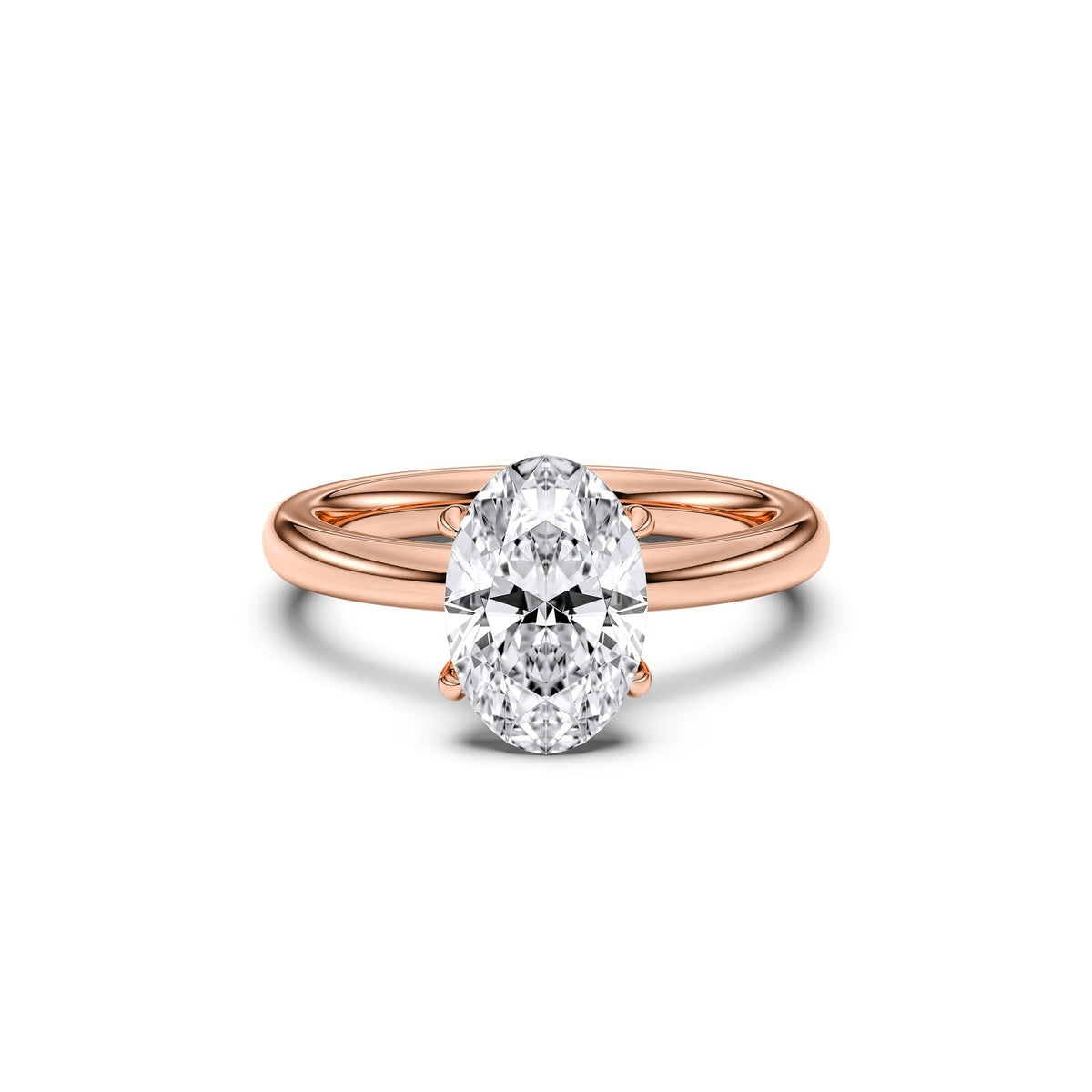 Claudine ring in 14K rose gold with an oval-cut lab-grown diamond