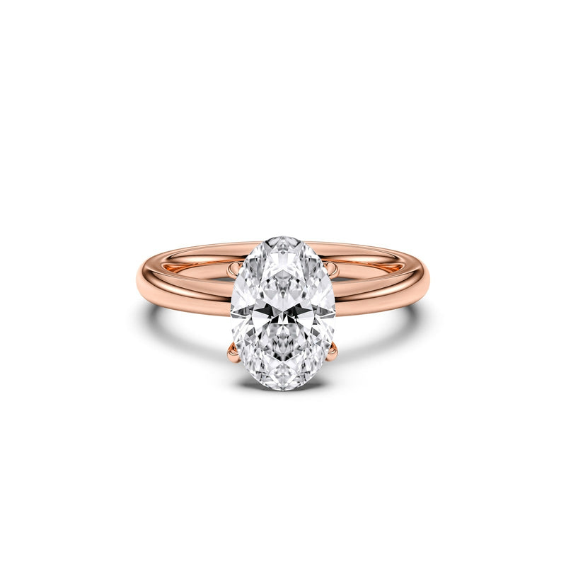 Claudine ring in 14K rose gold with an oval-cut lab-grown diamond