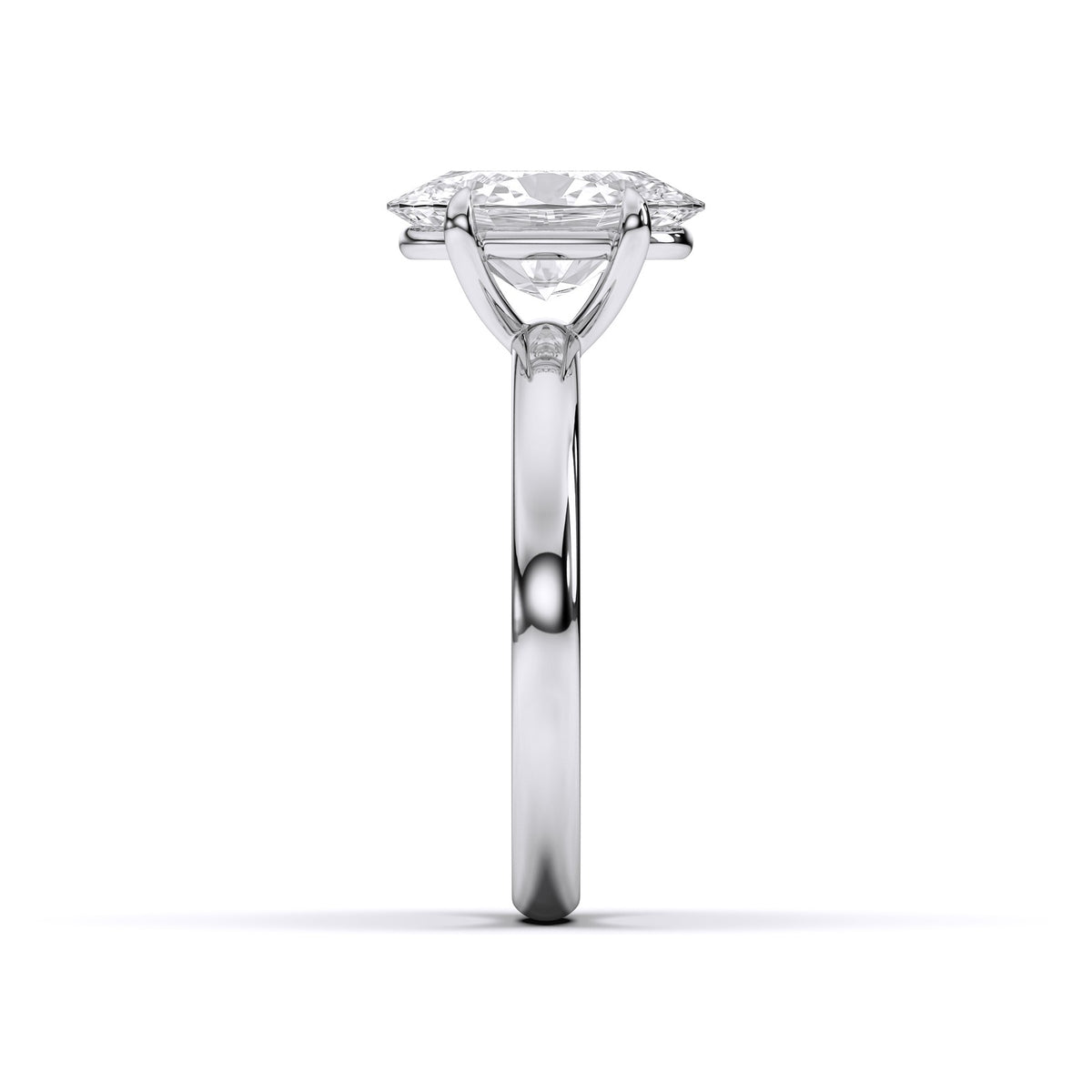 Claudine ring in 14K white gold with an oval-cut lab-grown diamond