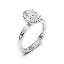 Claudine ring in 14K white gold with an oval-cut lab-grown diamond