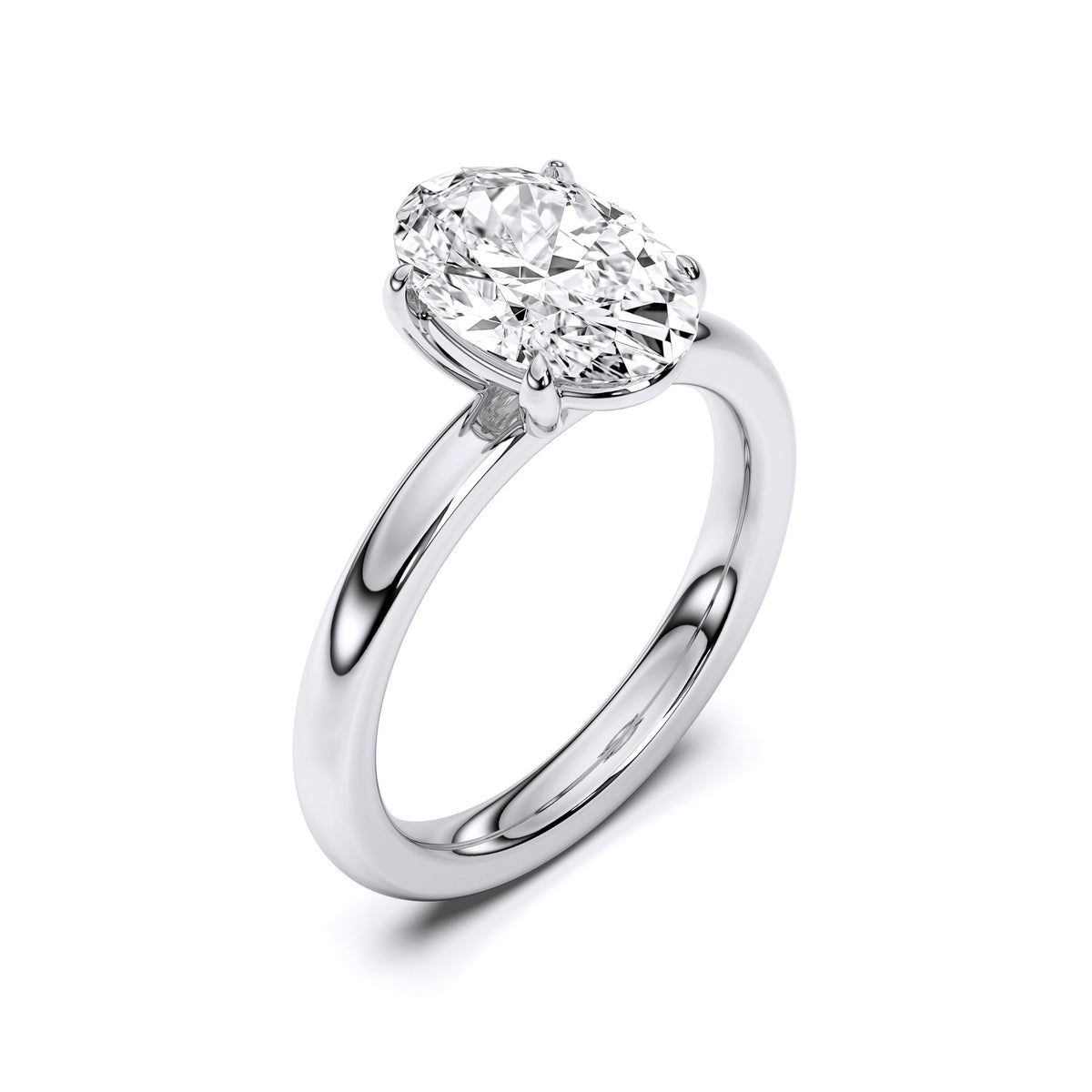 Claudine ring in 14K white gold with an oval-cut lab-grown diamond