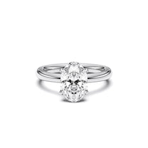 Claudine ring in 14K white gold with an oval-cut lab-grown diamond