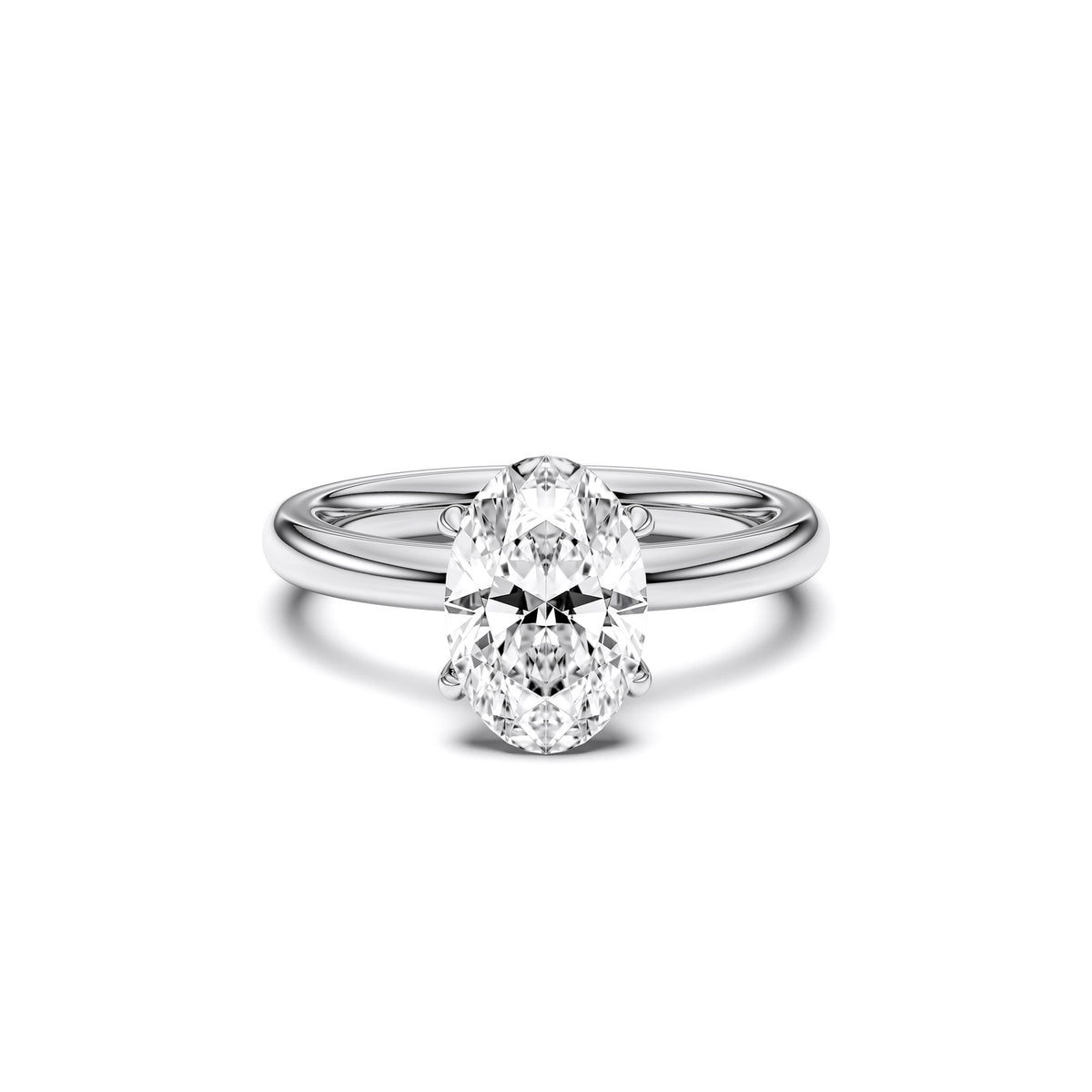 Claudine ring in 14K white gold with an oval-cut lab-grown diamond