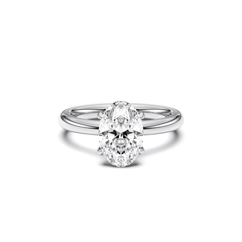 Claudine ring in 14K white gold with an oval-cut lab-grown diamond