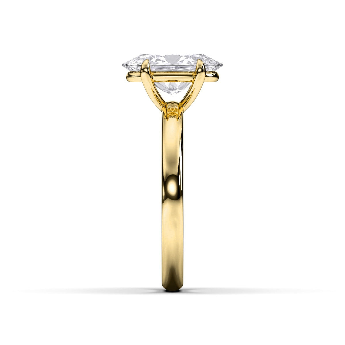 Claudine ring in 14K yellow gold with an oval-cut lab-grown diamond