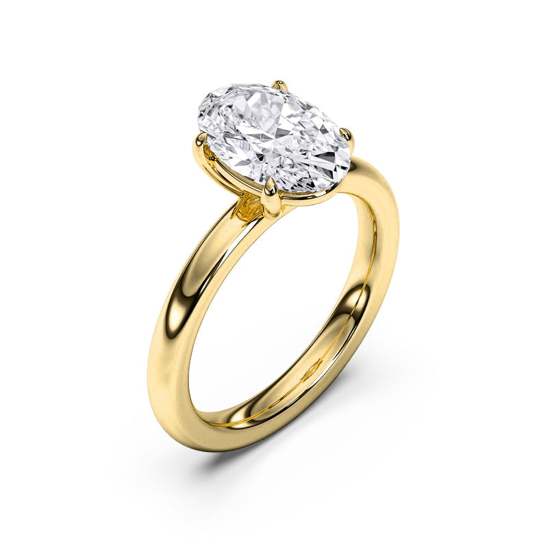 Claudine ring in 14K yellow gold with an oval-cut lab-grown diamond