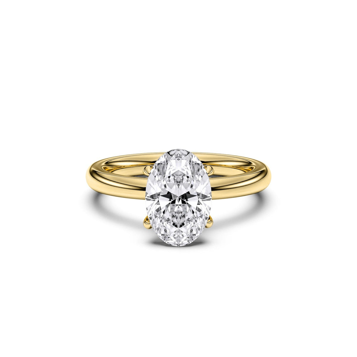 Claudine ring in 14K yellow gold with an oval-cut lab-grown diamond