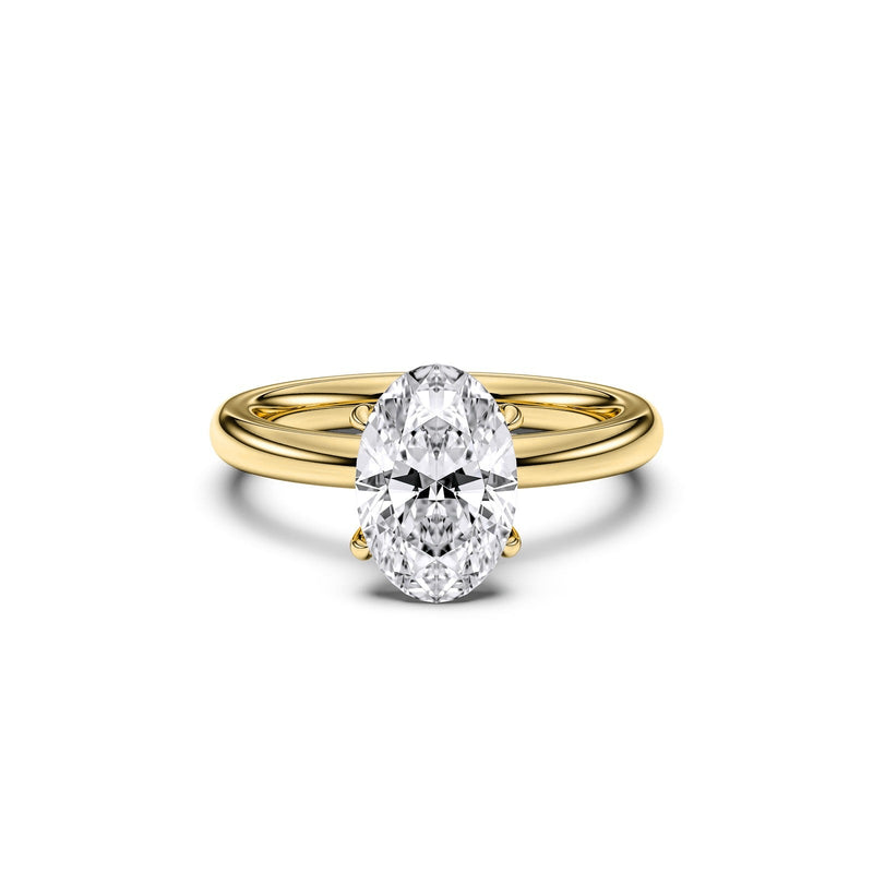 Claudine ring in 14K yellow gold with an oval-cut lab-grown diamond