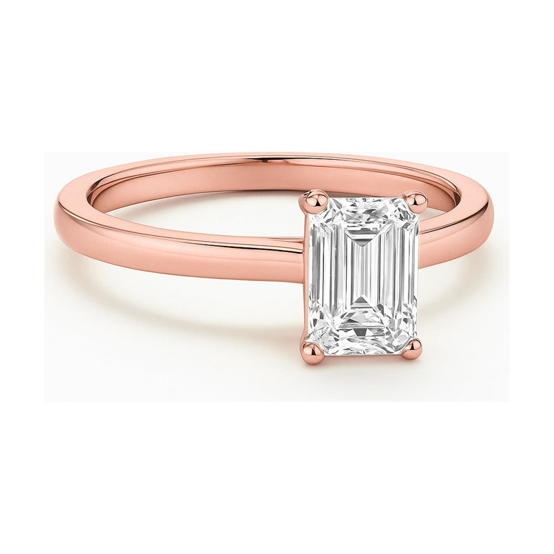 Colombe ring in 14K rose gold with an emerald-cut lab-grown diamond