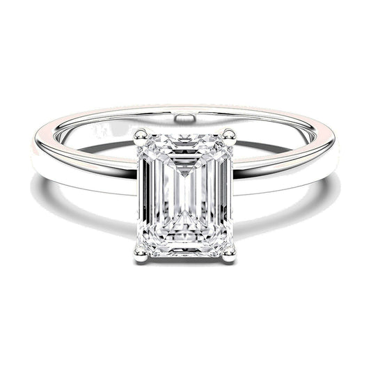 Colombe ring in 14K white gold with an emerald-cut lab-grown diamond