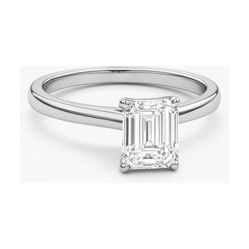 Colombe ring in 14K white gold with an emerald-cut lab-grown diamond