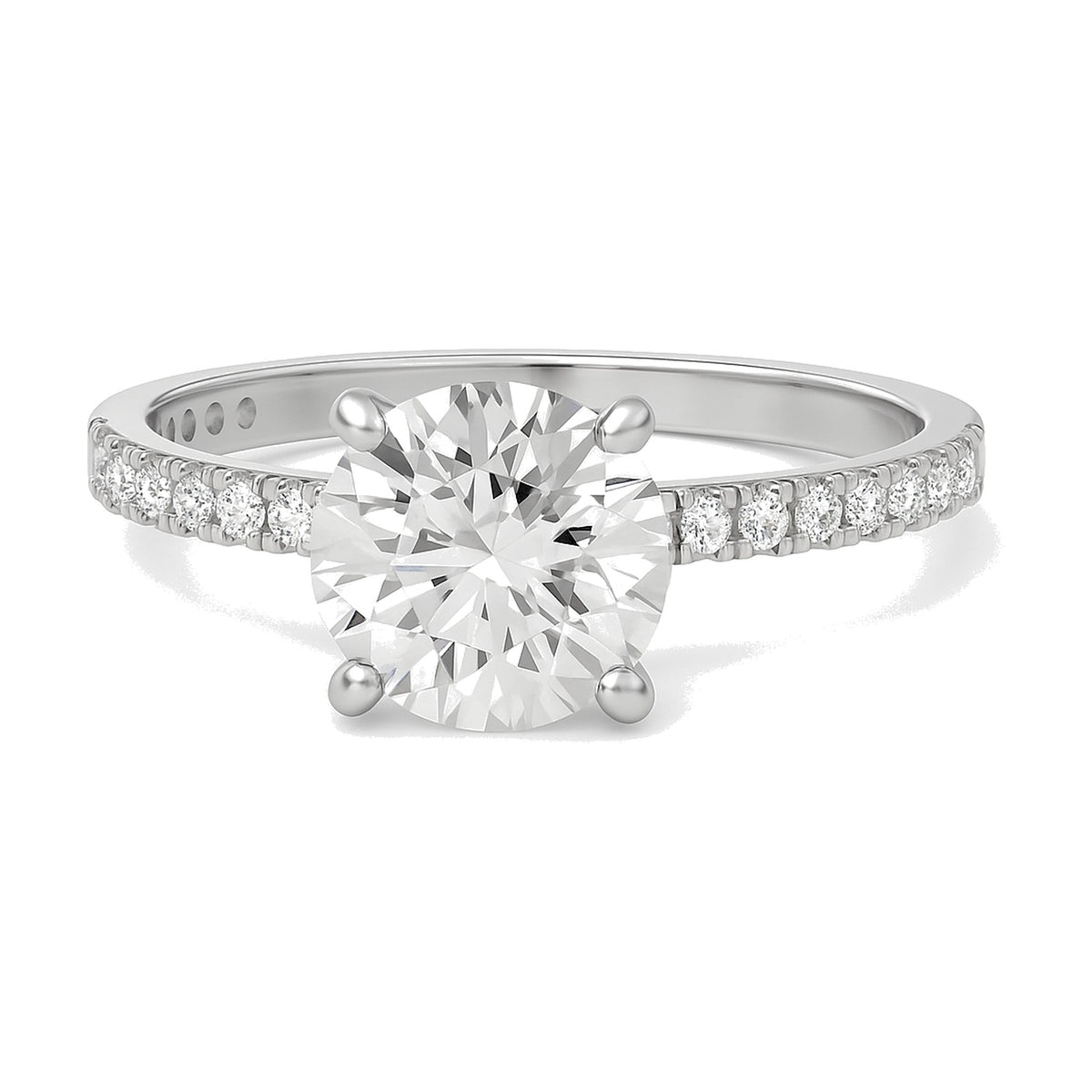 Delphine ring in 14K white gold with a round-cut lab-grown diamond