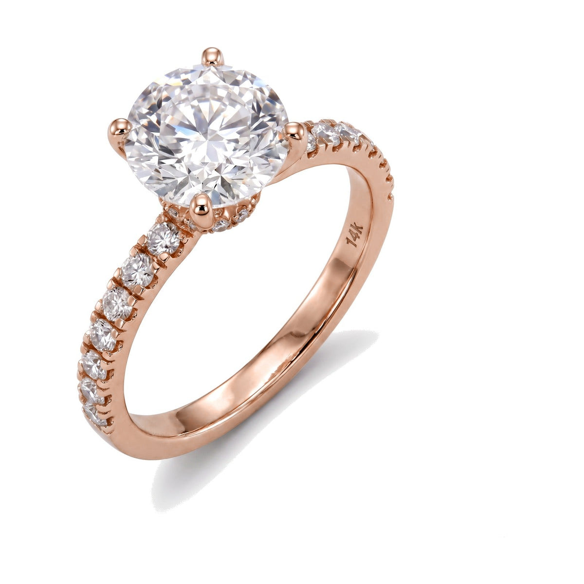Diane ring in 14K rose gold with a round-cut lab-grown diamond