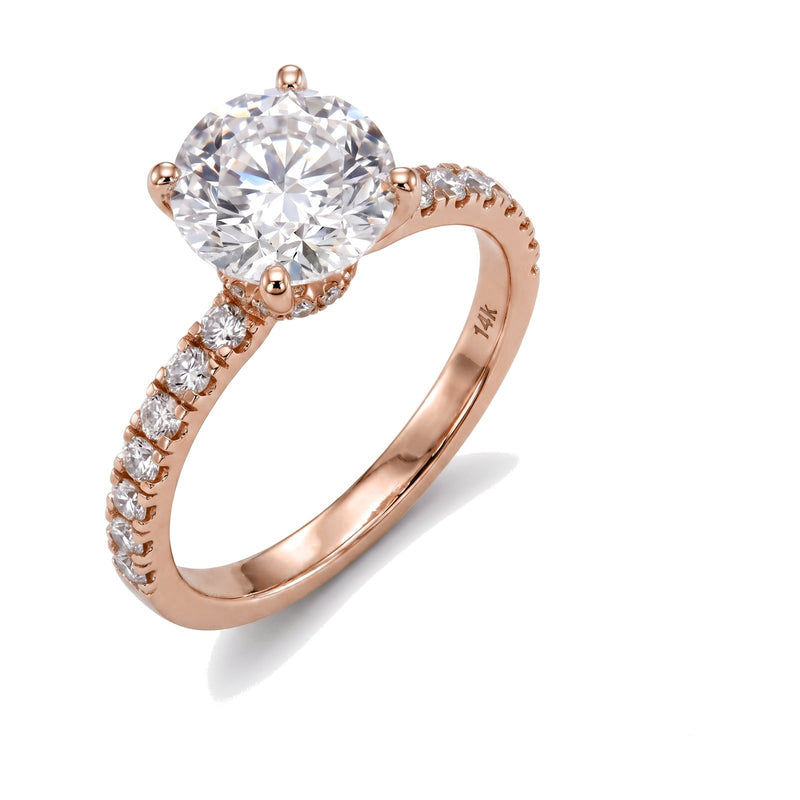 Diane ring in 14K rose gold with a round-cut lab-grown diamond
