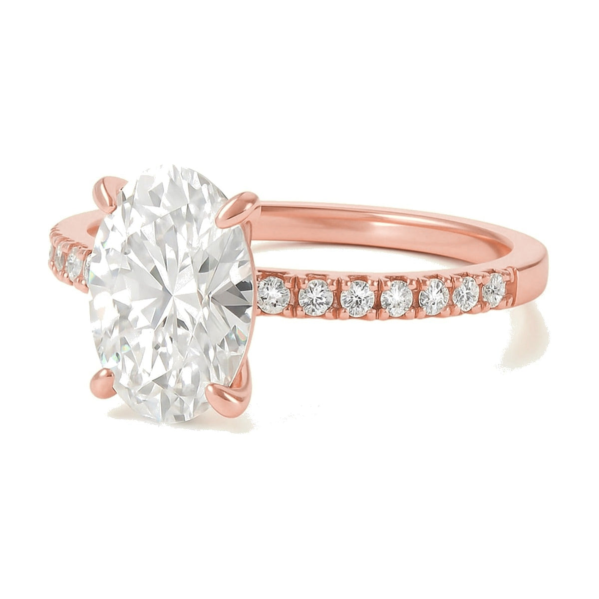 Eleonore ring in 14K rose gold with an oval-cut lab-grown diamond