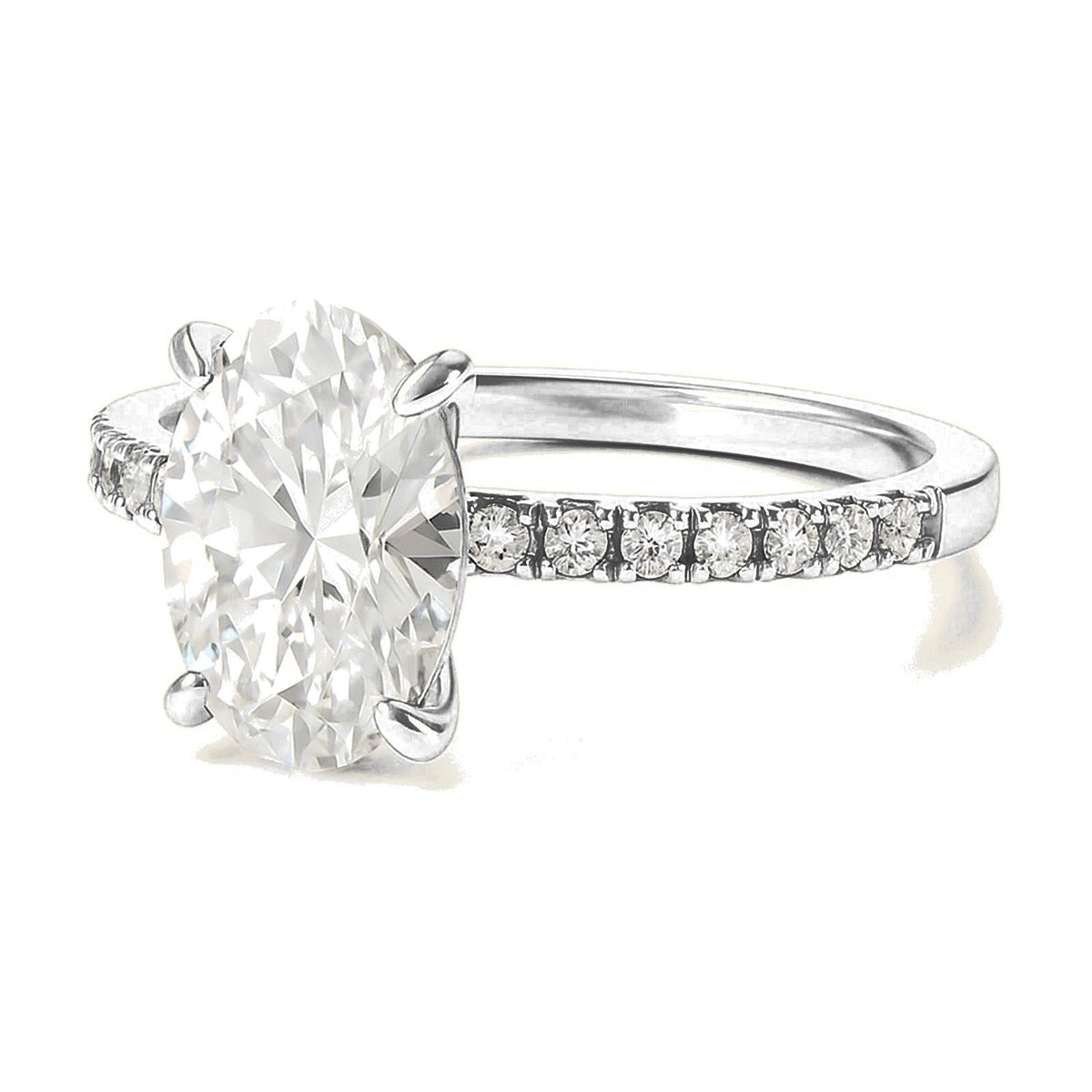 Eleonore ring in 14K white gold with an oval-cut lab-grown diamond