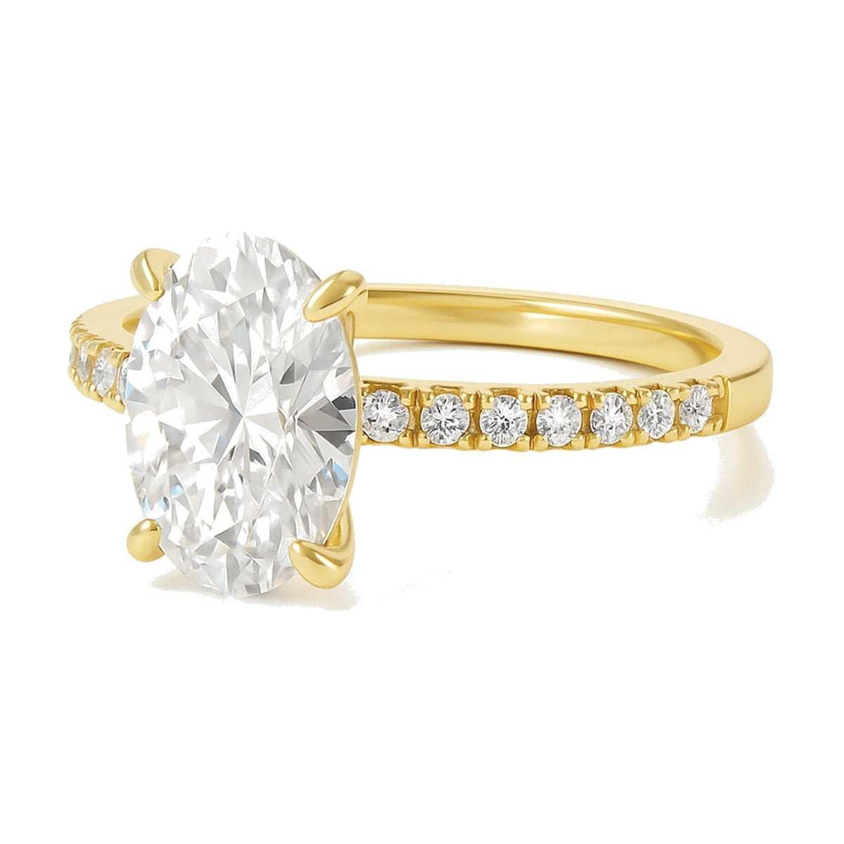 Eleonore ring in 14K yellow gold with an oval-cut lab-grown diamond
