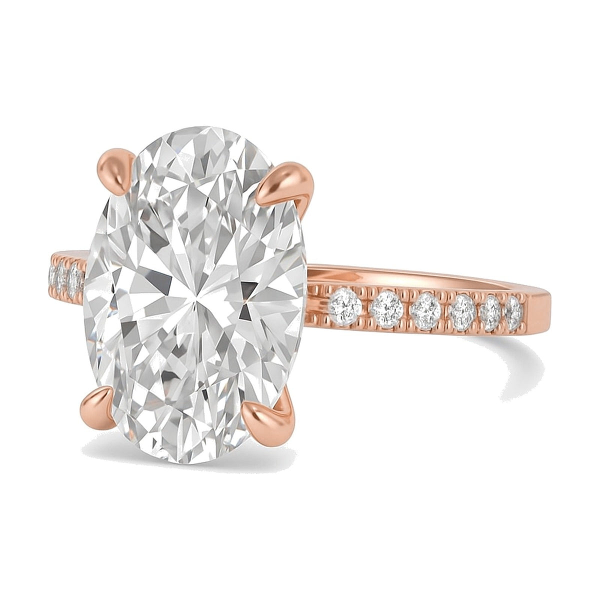 Elodie ring in 14K rose gold with an oval-cut lab-grown diamond