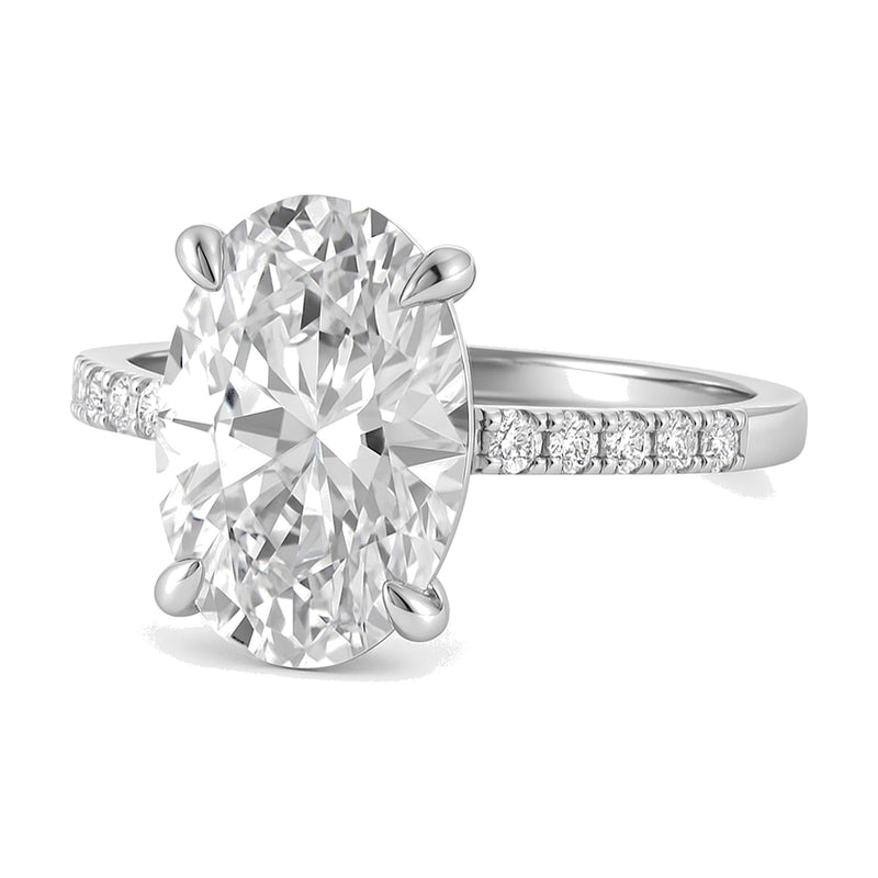 Elodie ring in 14K white gold with an oval-cut lab-grown diamond
