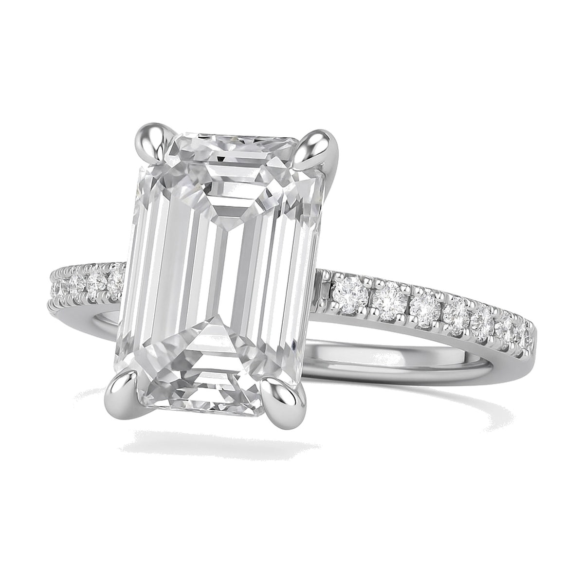 Emilie ring in 14K white gold with an emerald-cut lab-grown diamond