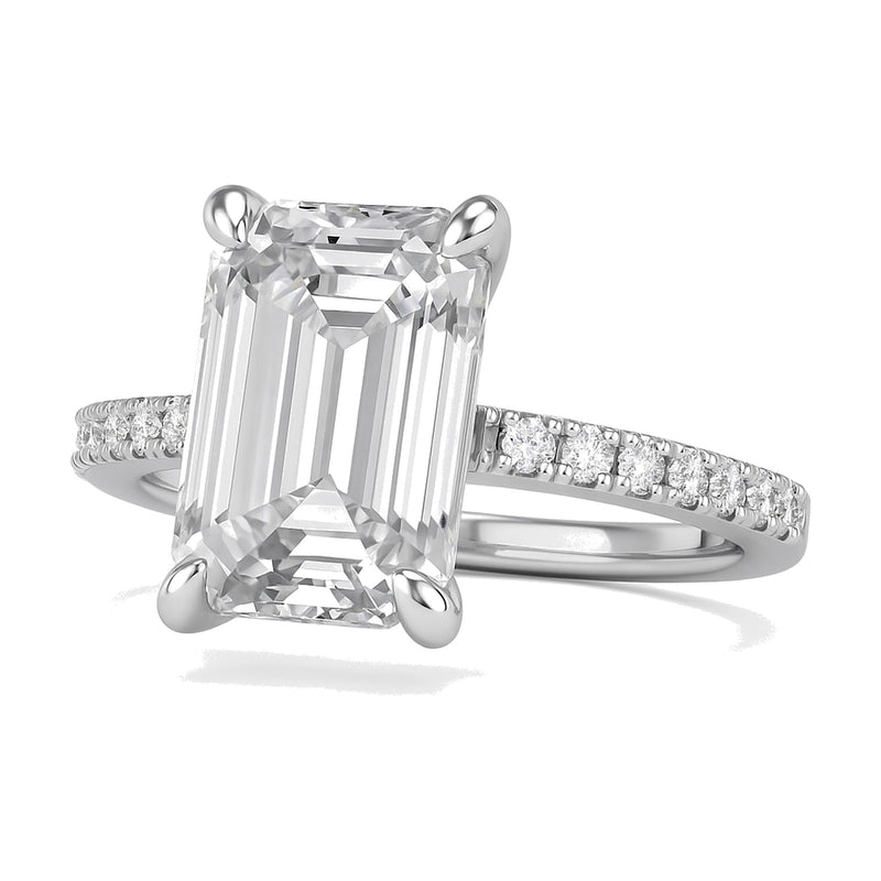 Emilie ring in 14K white gold with an emerald-cut lab-grown diamond