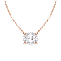 Gabrielle necklace in 14K rose gold with an oval-cut lab-grown diamond