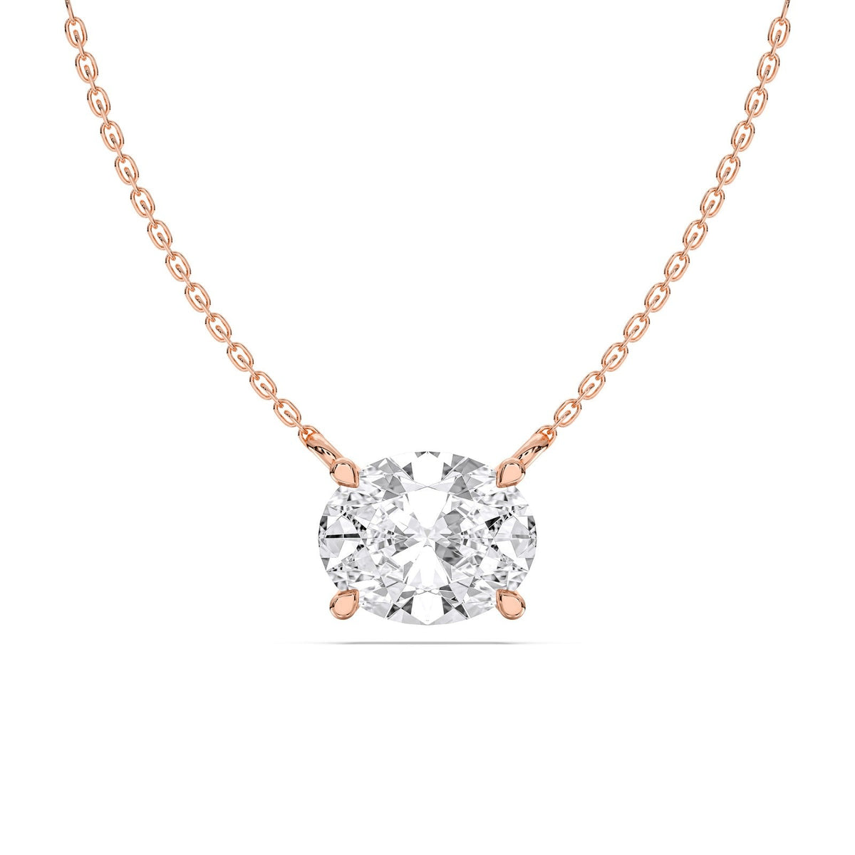 Gabrielle necklace in 14K rose gold with an oval-cut lab-grown diamond