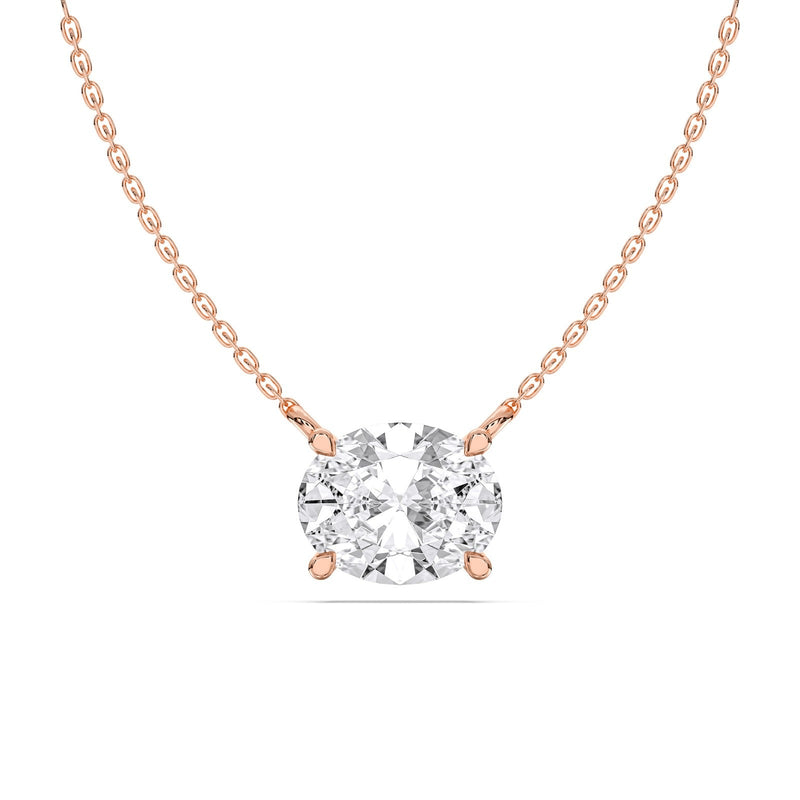Gabrielle necklace in 14K rose gold with an oval-cut lab-grown diamond