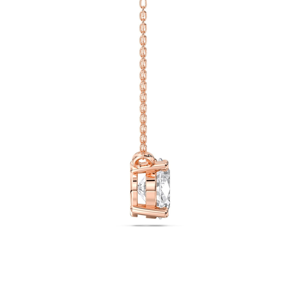 Gabrielle necklace in 14K rose gold with an oval-cut lab-grown diamond