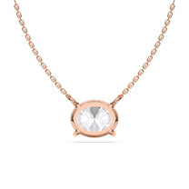 Gabrielle necklace in 14K rose gold with an oval-cut lab-grown diamond