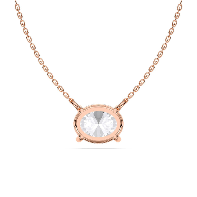 Gabrielle necklace in 14K rose gold with an oval-cut lab-grown diamond