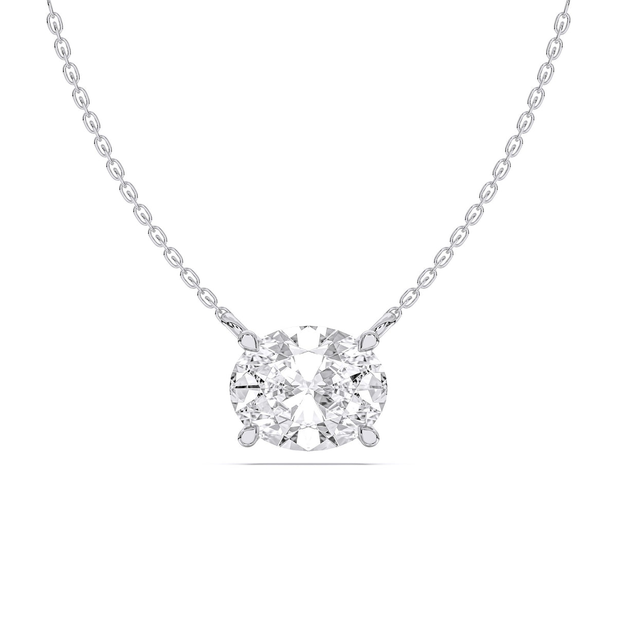 Gabrielle necklace in 14K white gold with an oval-cut lab-grown diamond