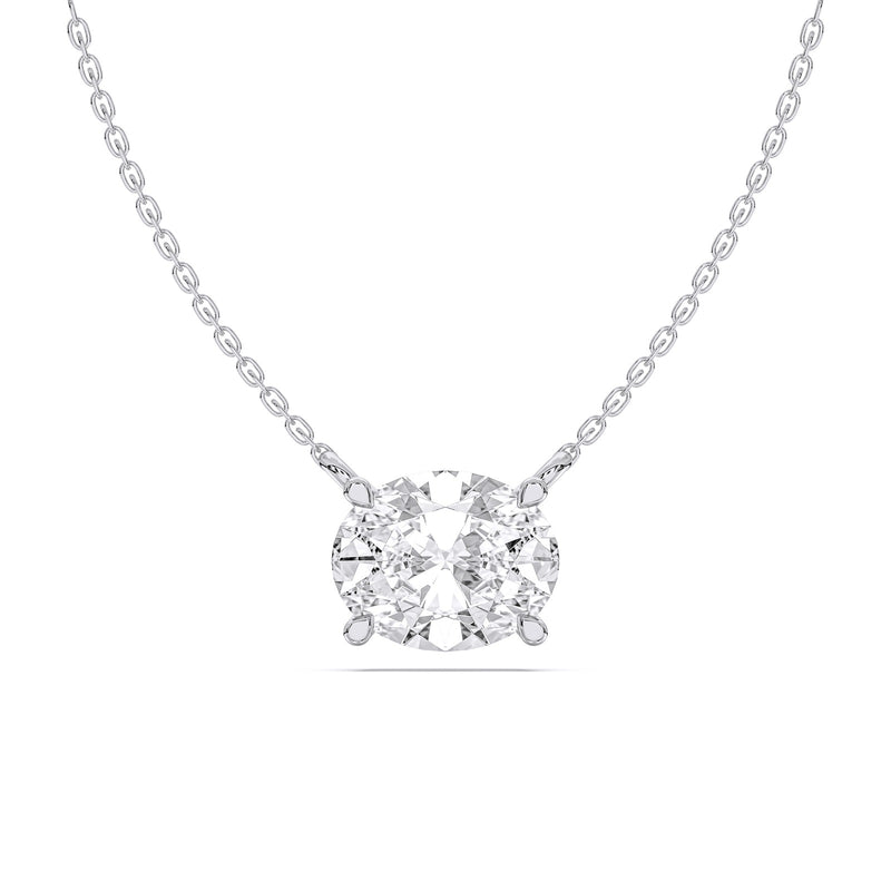 Gabrielle necklace in 14K white gold with an oval-cut lab-grown diamond