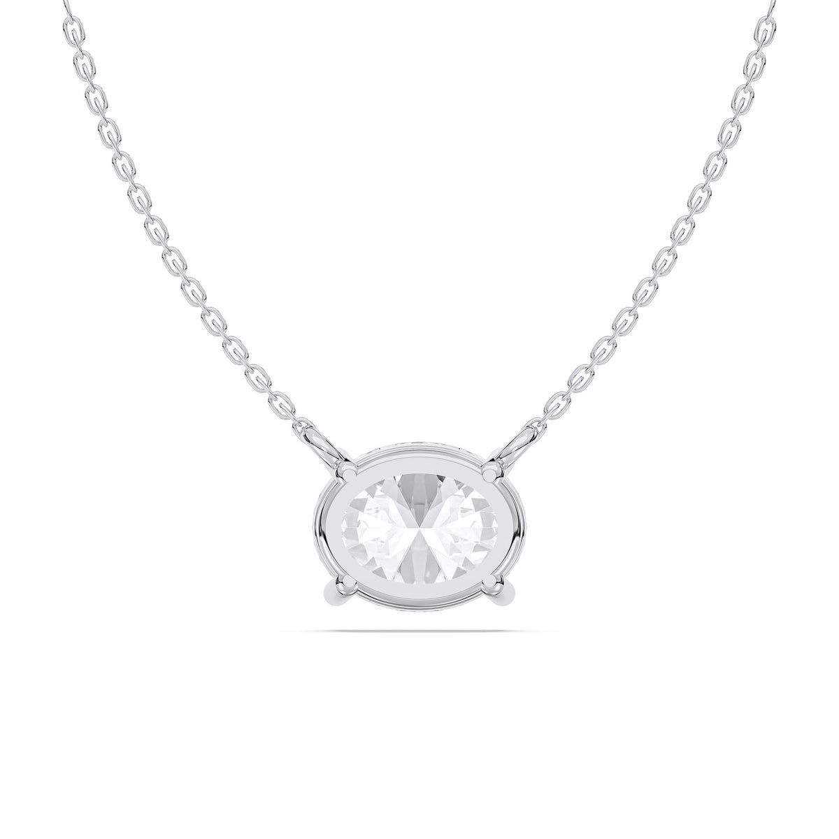 Gabrielle necklace in 14K white gold with an oval-cut lab-grown diamond