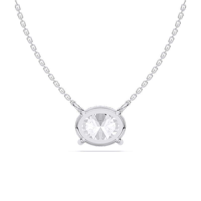 Gabrielle necklace in 14K white gold with an oval-cut lab-grown diamond