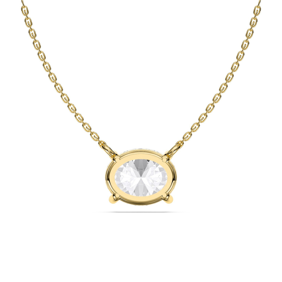 Gabrielle necklace in 14K yellow gold with an oval-cut lab-grown diamond