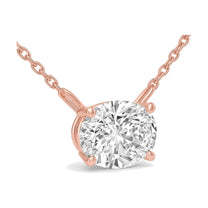 Genevieve necklace in 14K rose gold with an oval-cut lab-grown diamond