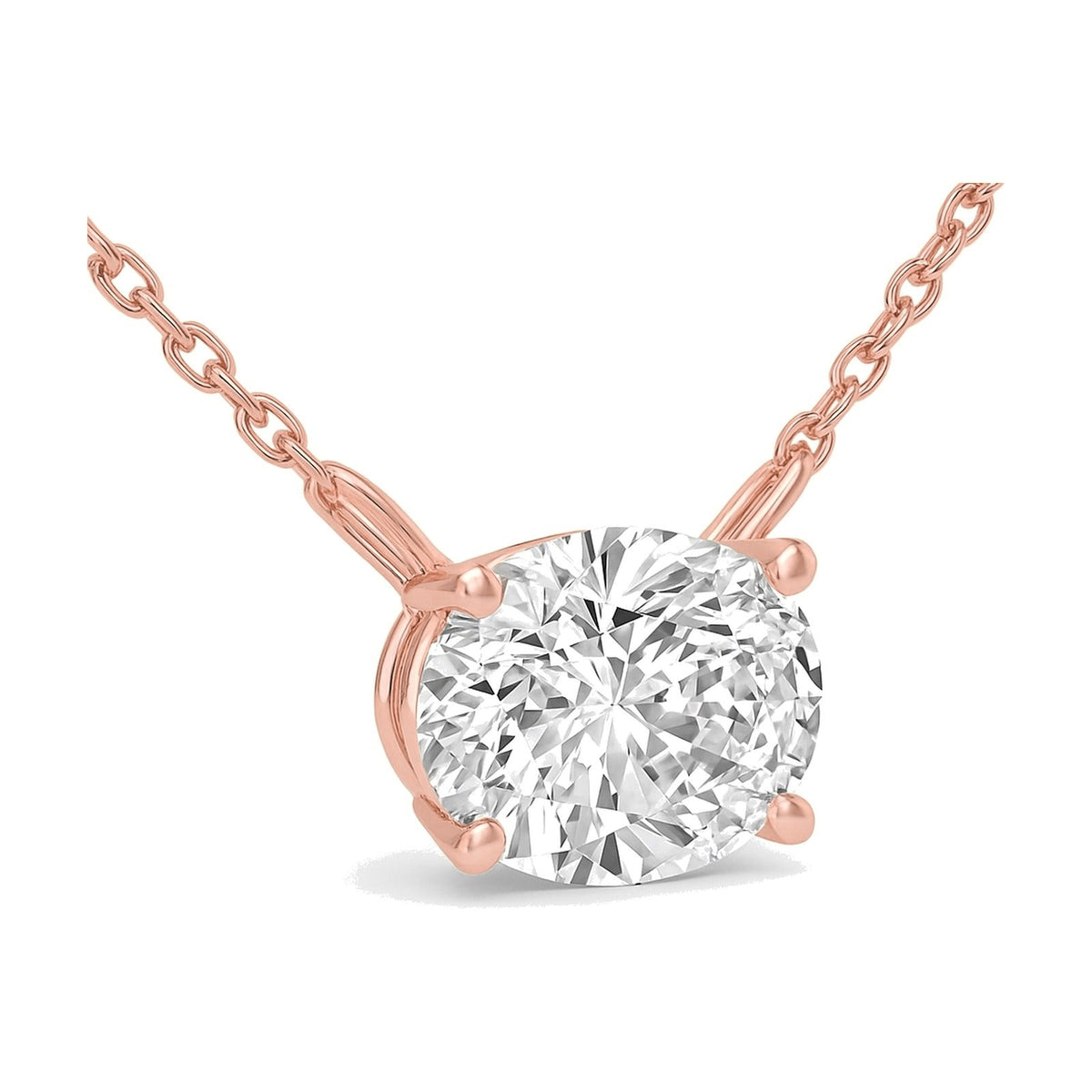 Genevieve necklace in 14K rose gold with an oval-cut lab-grown diamond