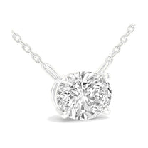 Genevieve necklace in 14K white gold with an oval-cut lab-grown diamond