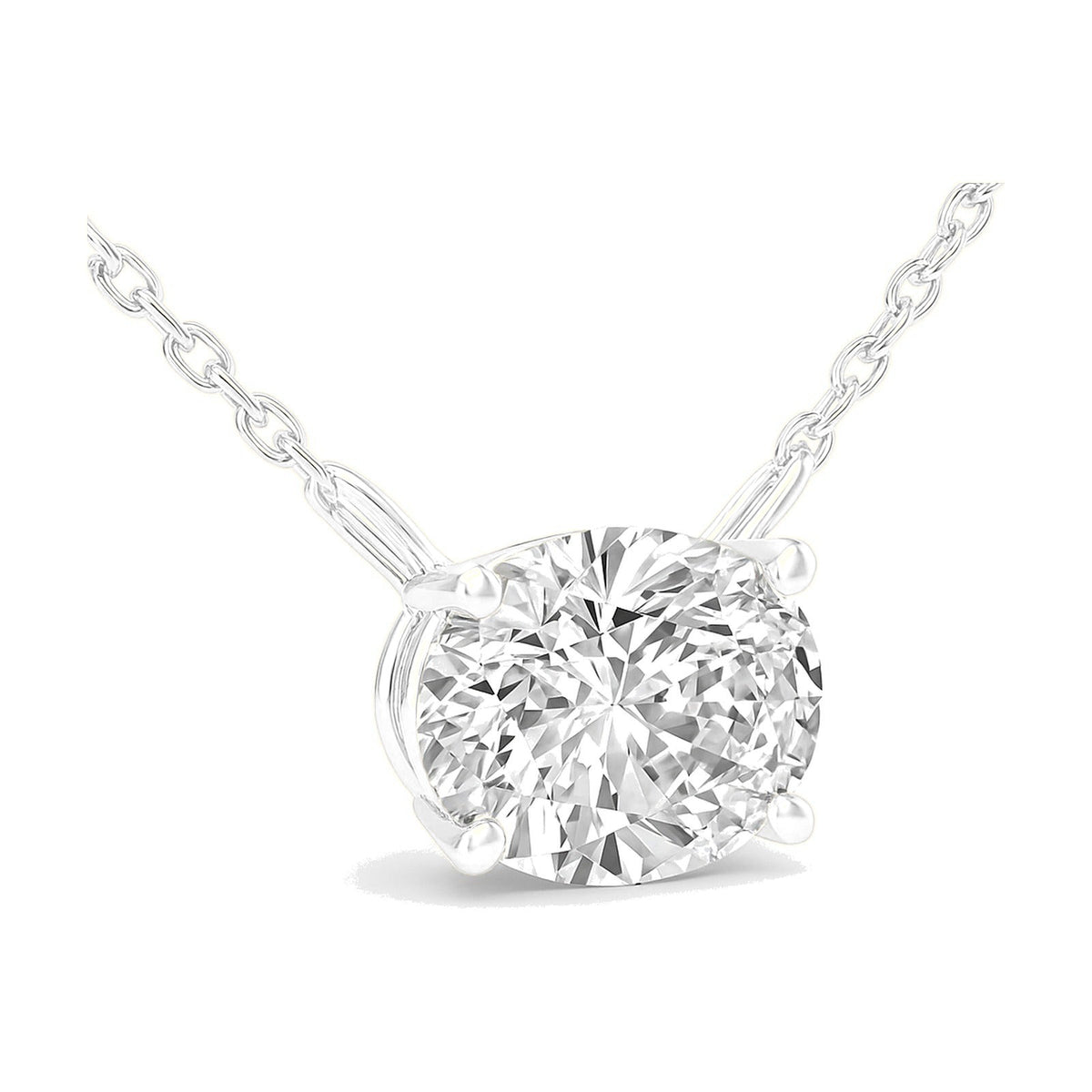 Genevieve necklace in 14K white gold with an oval-cut lab-grown diamond