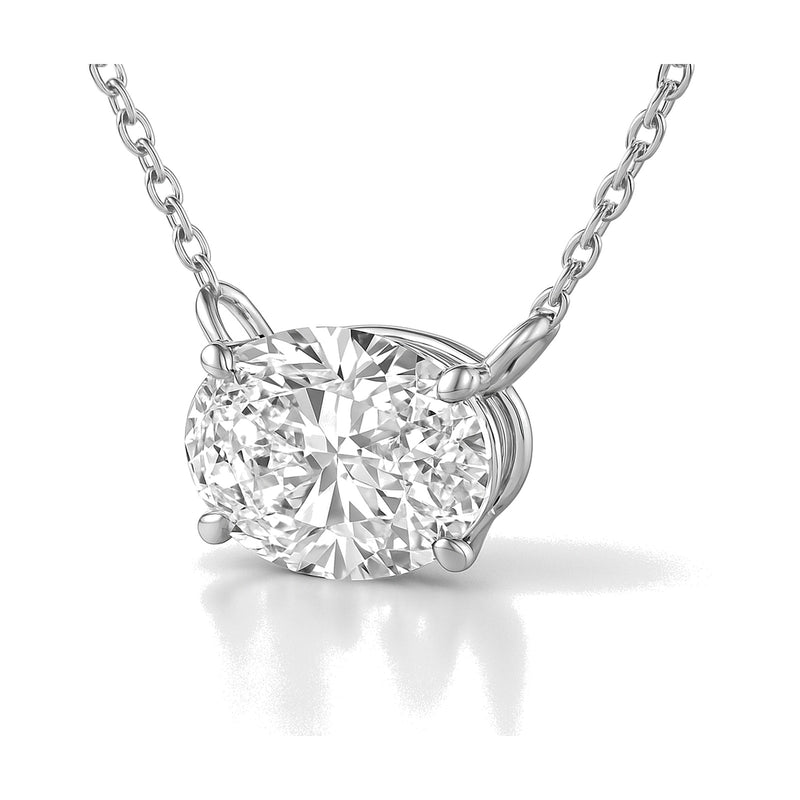 Georgia necklace in 14K white gold with an oval-cut lab-grown diamond