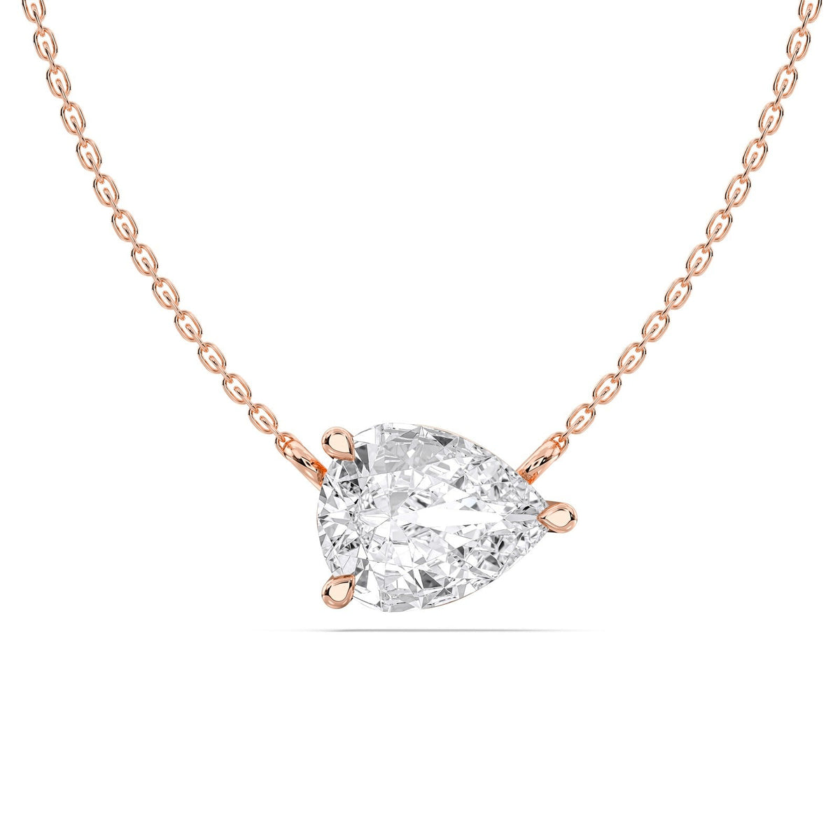 Helena necklace in 14K rose gold with a pear-cut lab-grown diamond