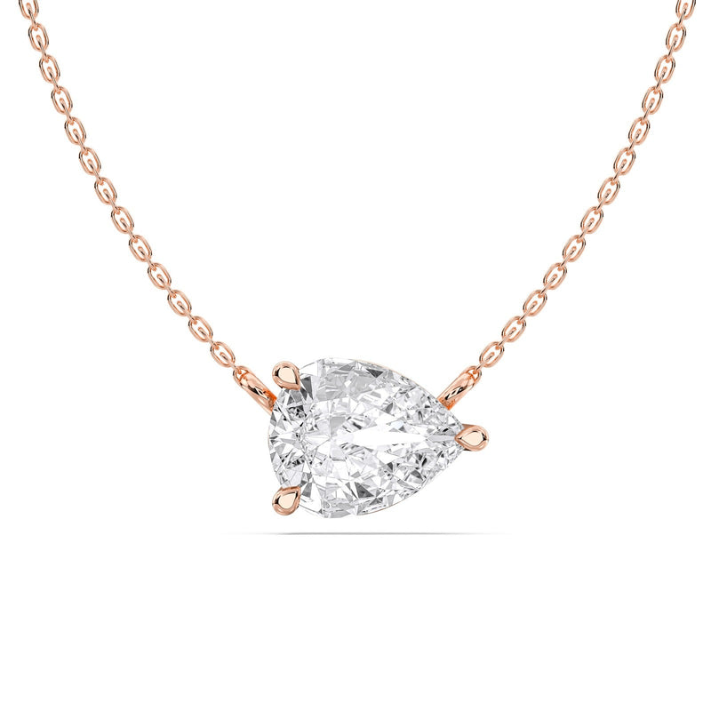 Helena necklace in 14K rose gold with a pear-cut lab-grown diamond