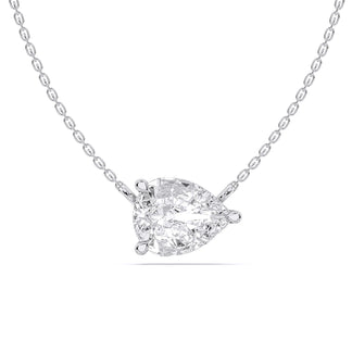 Helena necklace in 14K white gold with a pear-cut lab-grown diamond