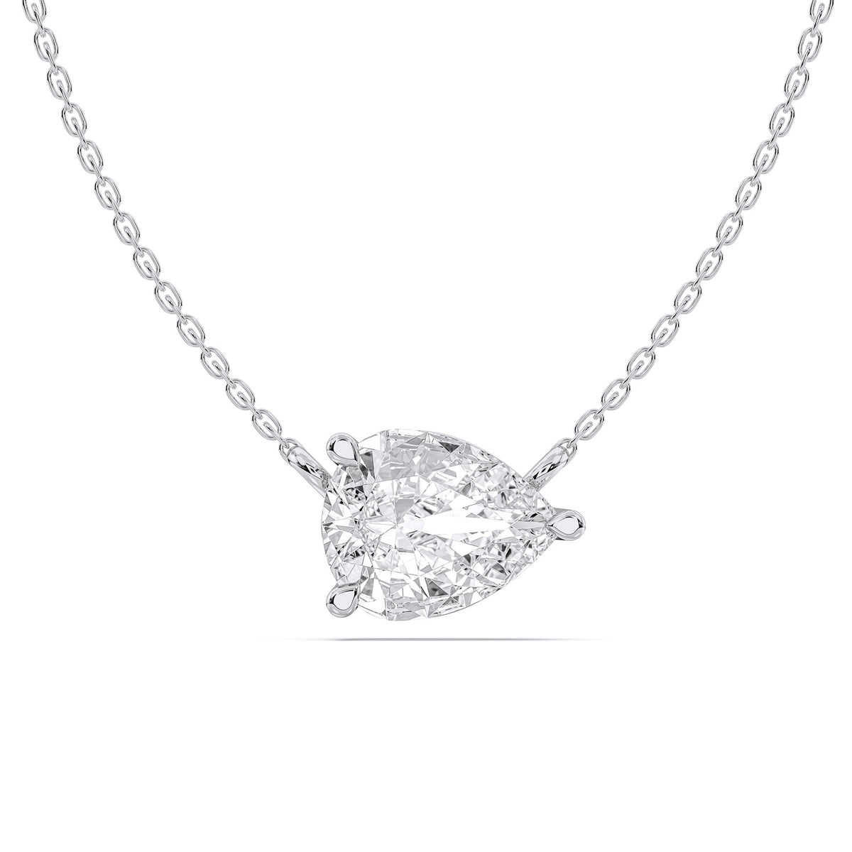Helena necklace in 14K white gold with a pear-cut lab-grown diamond