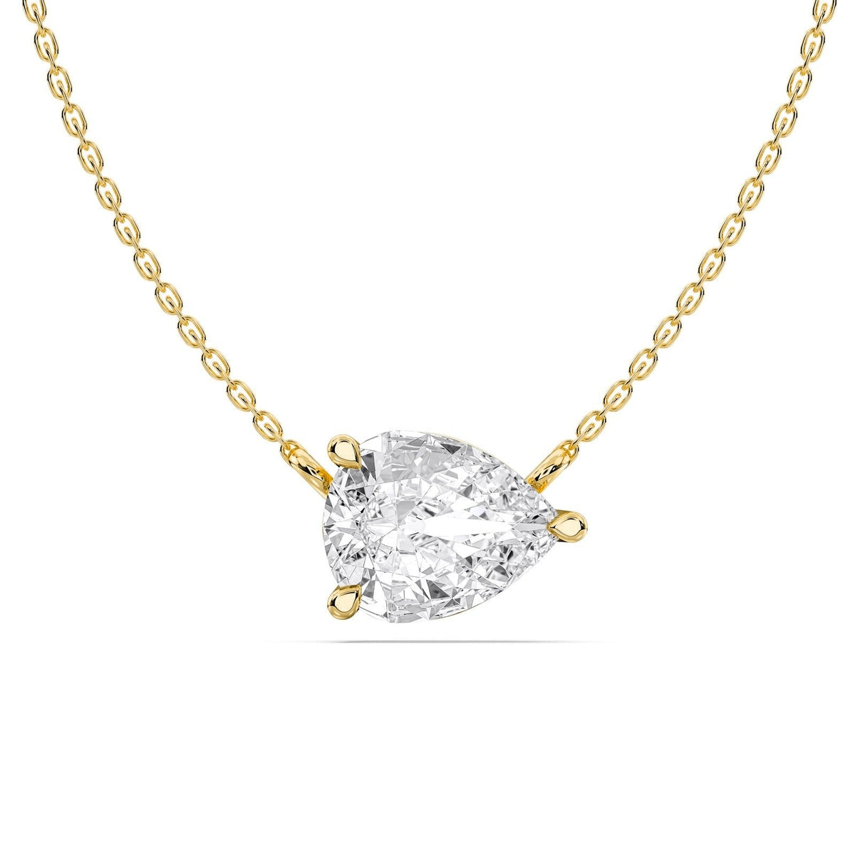 Helena necklace in 14K yellow gold with a pear-cut lab-grown diamond