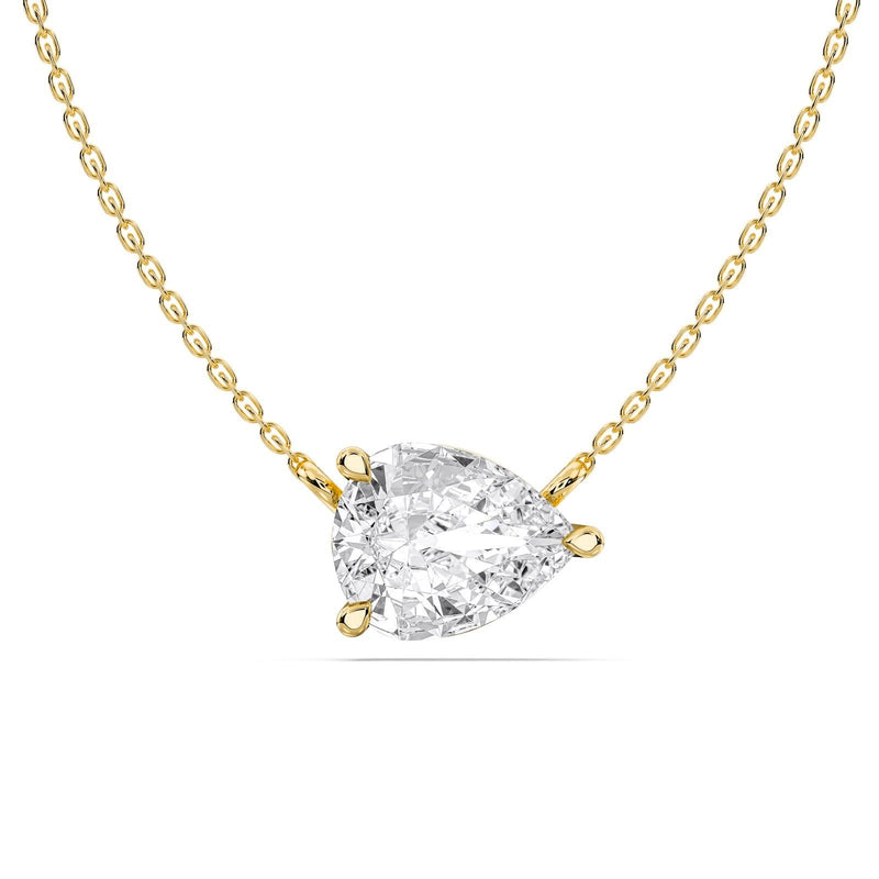 Helena necklace in 14K yellow gold with a pear-cut lab-grown diamond