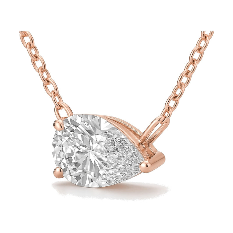 Ilaria necklace in 14K rose gold with a pear-cut lab-grown diamond