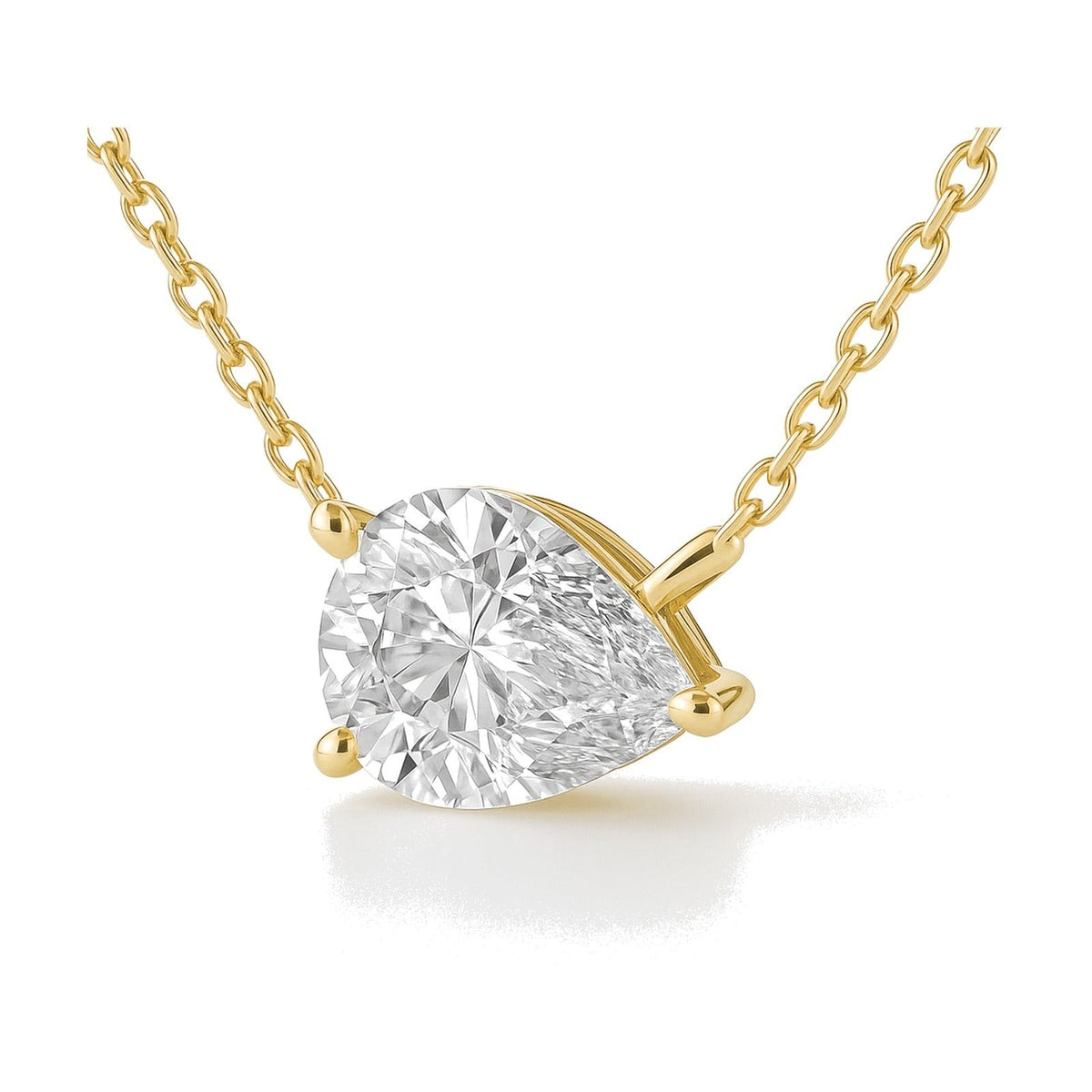 Ilaria necklace in 14K yellow gold with a pear-cut lab-grown diamond