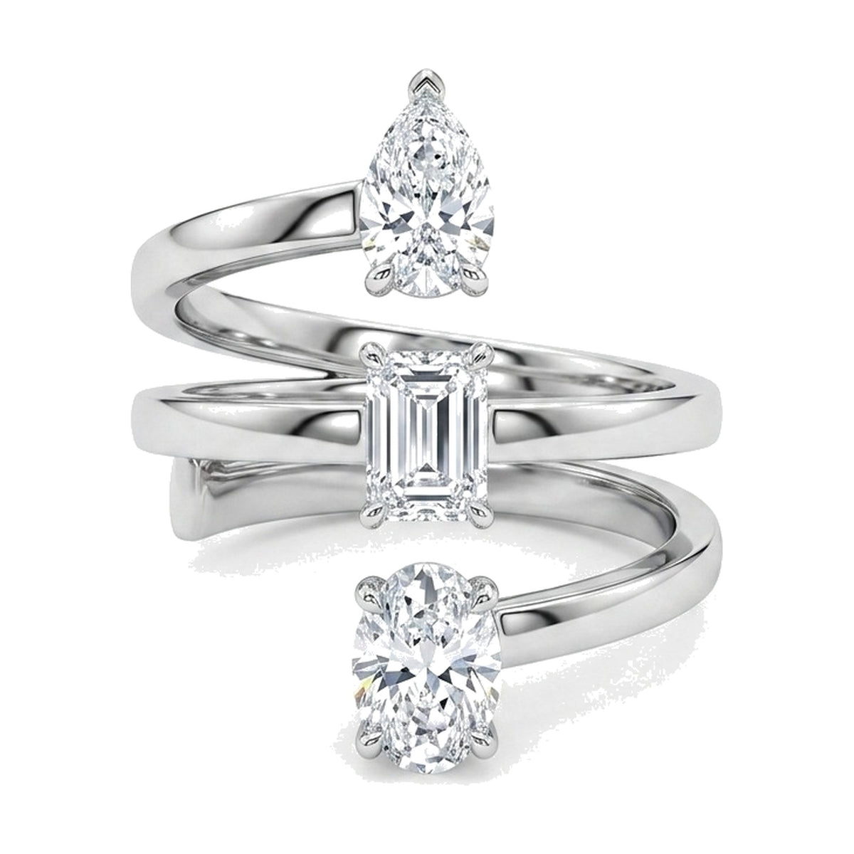 Luce ring in 14K white gold with lab-grown diamonds